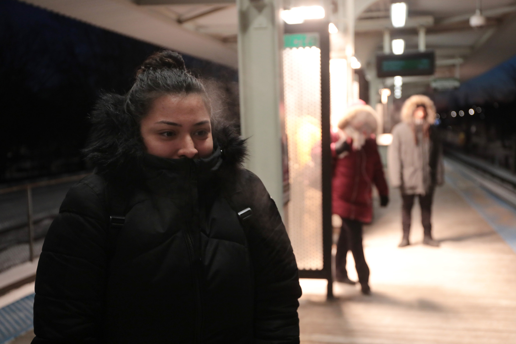 During a second morning of deep cold Kim Guzman of...