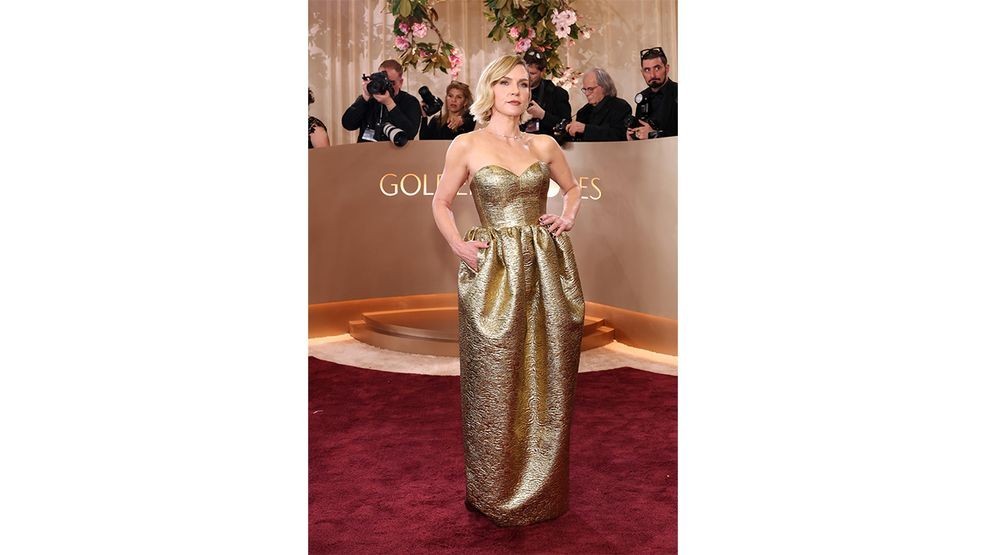 BEVERLY HILLS, CALIFORNIA - JANUARY 11: (FOR EDITORIAL USE ONLY) Rhea Seehorn attends the 83rd Annual Golden Globe Awards at The Beverly Hilton on January 11, 2026 in Beverly Hills, California. (Photo by Monica Schipper/Getty Images)