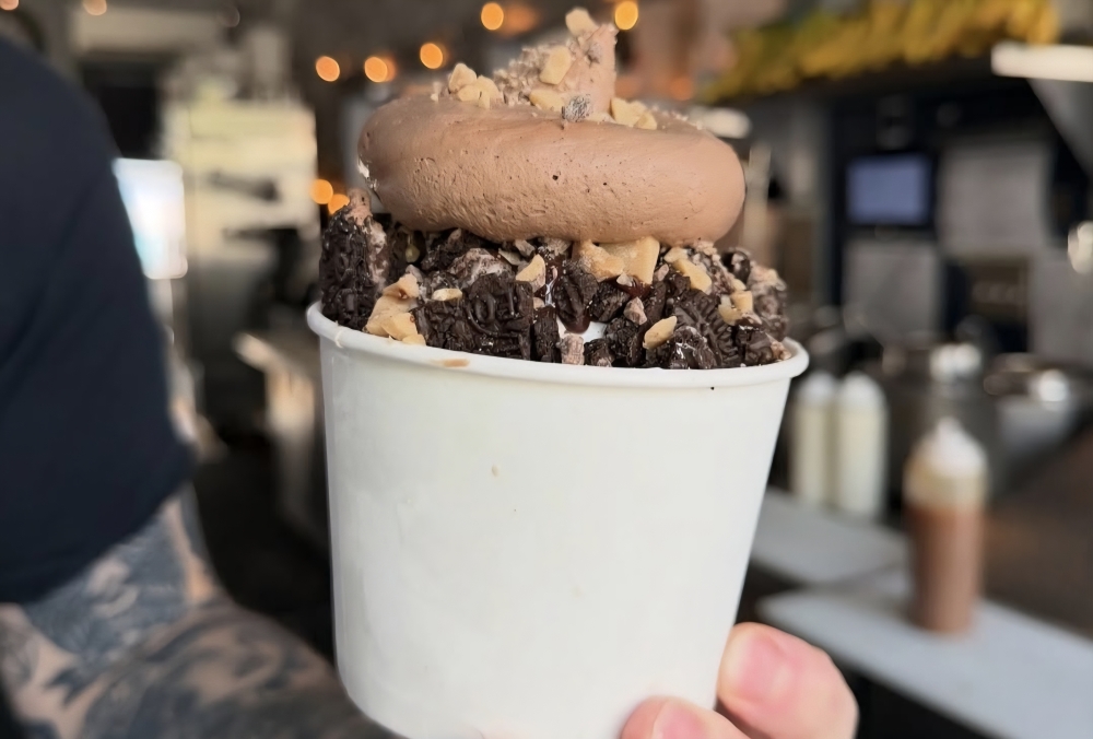Scoop N Scootery offers an ice cream sundae topped with chocolate mousse among its many menu items. (Courtesy of Scoop N Scootery)