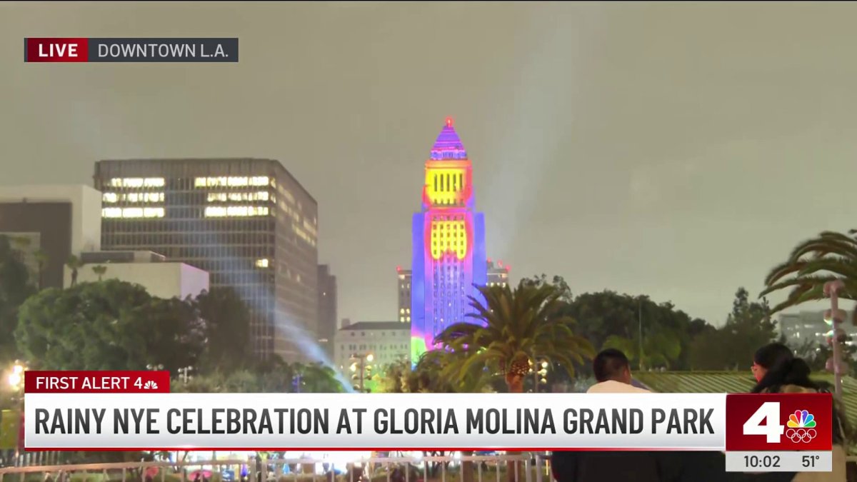 Rainy New Year celebration in downtown Los Angeles – NBC Los Angeles