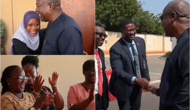 Watch the joyful reactions of Jubilee House staff as Mahama pays them surprise visits
