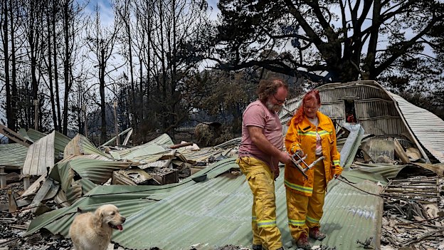 Ann and Jamie Laherty-Hunt’s property was destroyed by the bushfire.