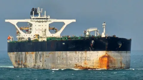Hakon Rimmereid via Reuters Reuters news agency verified this vessel as the Bella 1 tanker, pictured in March, which has reportedly since reflagged and changed its name