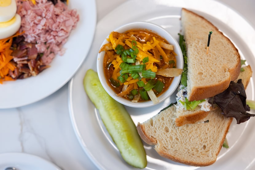 The Chickie Hug sandwich at Hugs Cafe is made with cranberry pecan chicken salad.