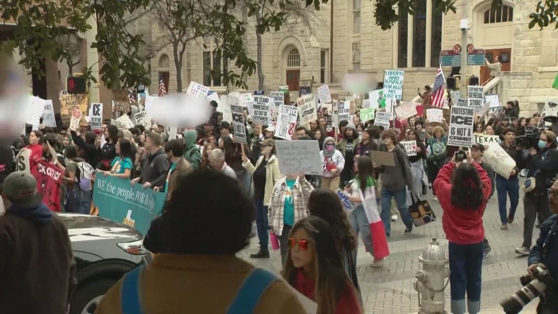 'We’re here to demand ICE out': Thousands march for humanity of migrants downtown San Antonio