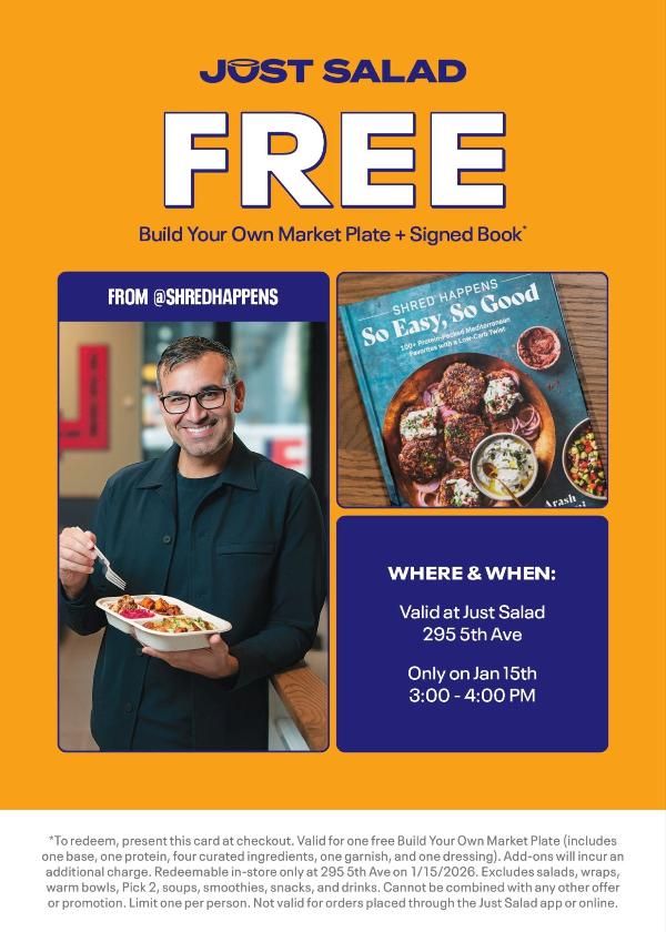 NYC Foodie FREE Book Signing (+ Free Food) at Just Salad