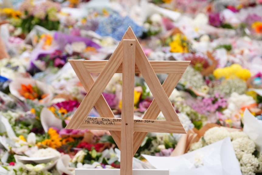 floral tributes outside the bondi pavilion for the victims of the bonde beach terrorist attack