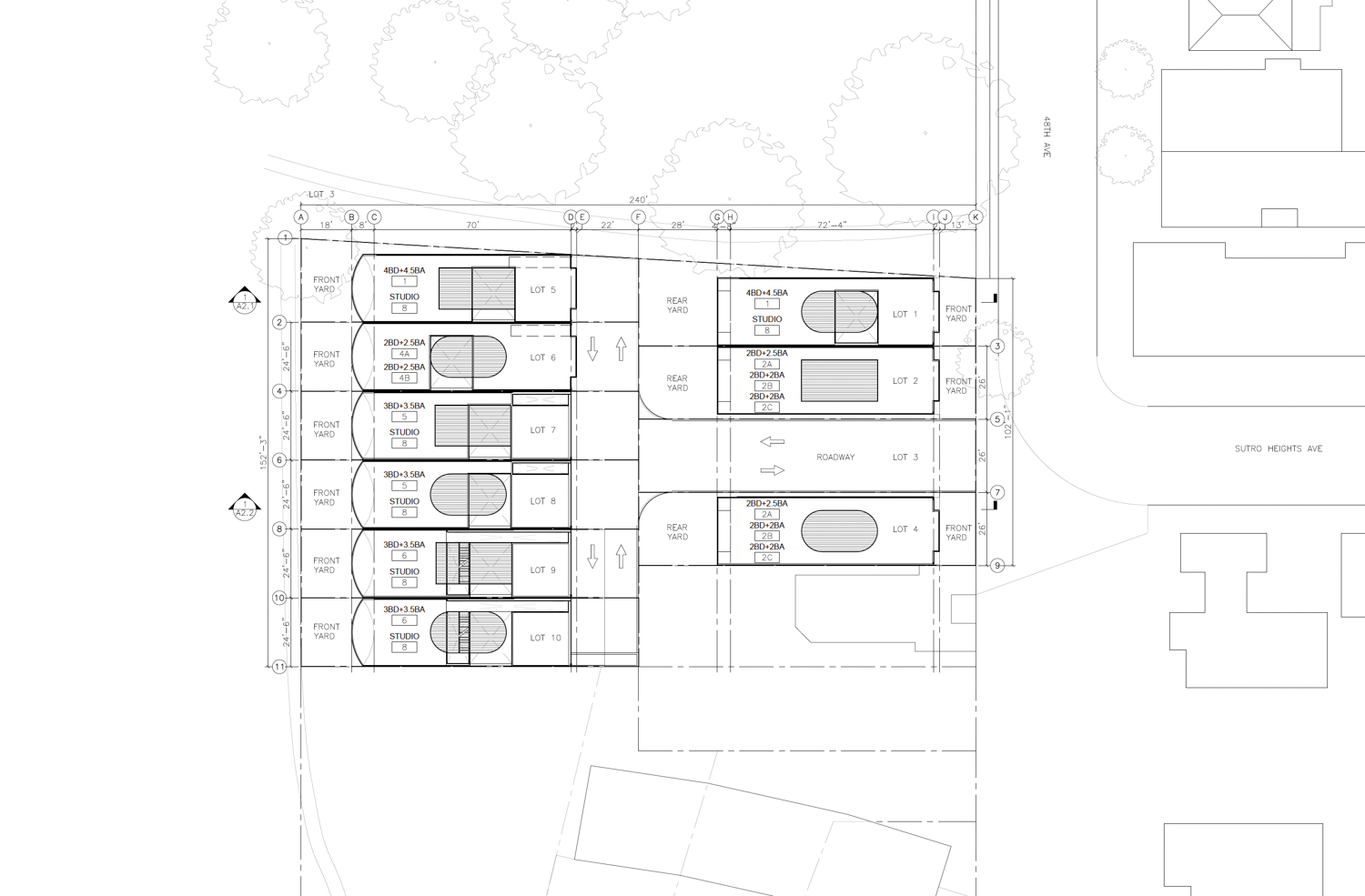 645 48th Avenue site map, illustration by Stanley Saitowitz Natoma Architects