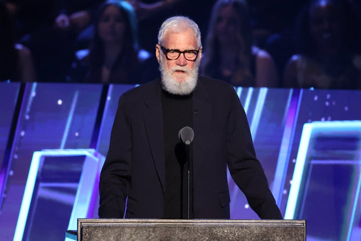 FILE — David Letterman speaks onstage during the 2025 Rock & Roll Hall of Fame Induction Ceremony in Los Angeles, California. (Photo by Amy Sussman/WireImage)