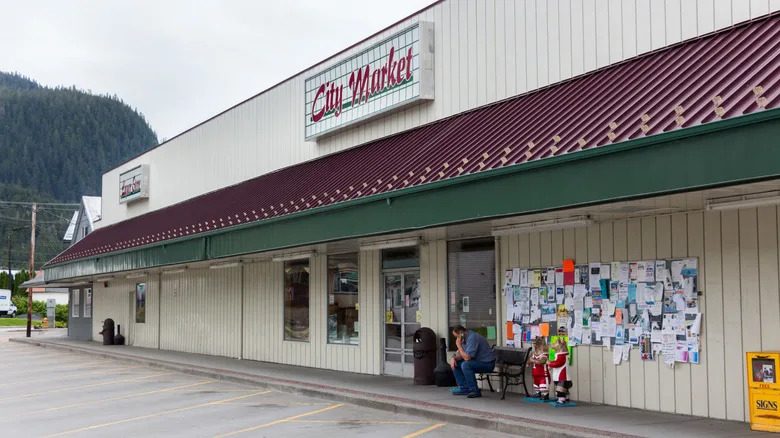 The storefront of a local City Market in Alaska