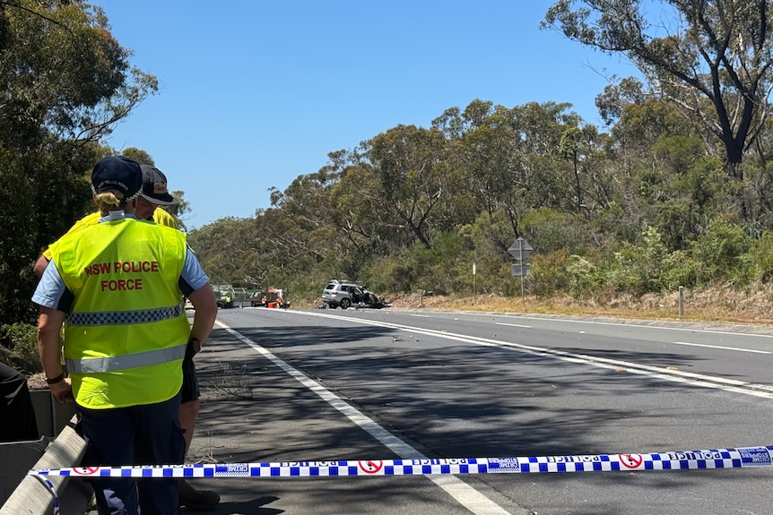 nearby cops and cars crashed in the distance