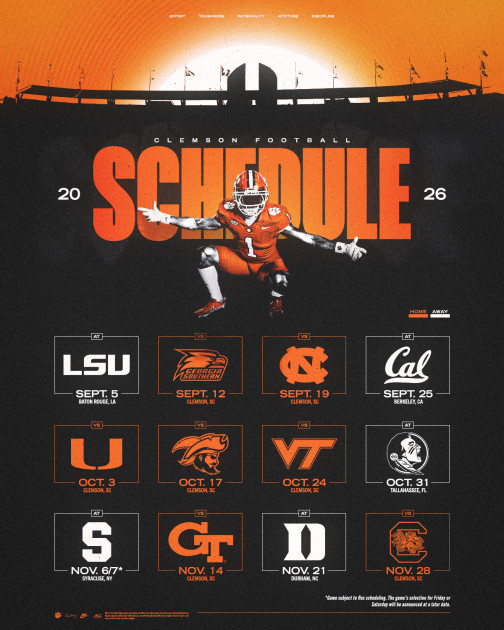 Clemson Announces 2026 Football Schedule – Clemson Tigers Official Athletics Site