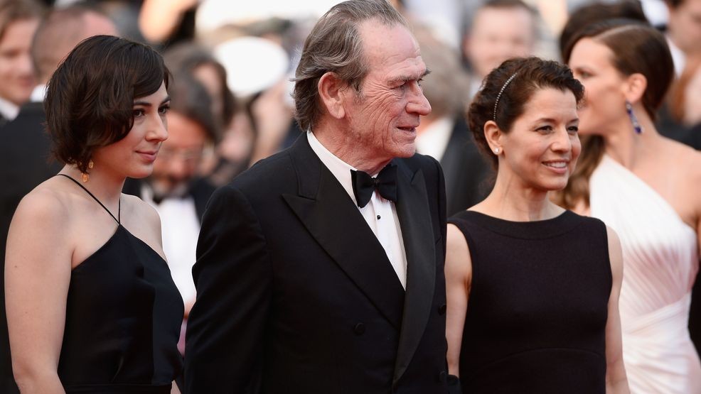 CANNES, FRANCE - MAY 18: (L-R) Victoria Jones, Tommy Lee Jones and Dawn Laurel-Jones attend "The Homesman" premiere during the 67th Annual Cannes Film Festival on May 18, 2014 in Cannes, France. (Photo by Ian Gavan/Getty Images)