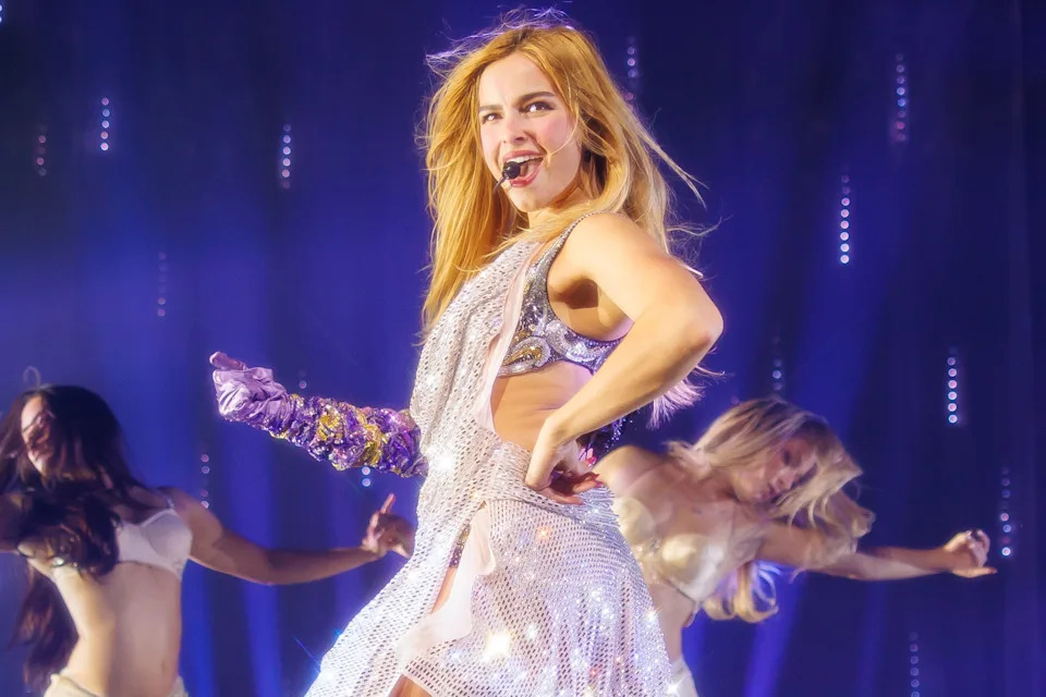 Addison Rae performs onstage.
