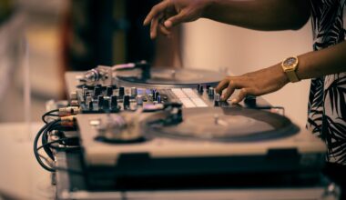 DJ spinning behind deck