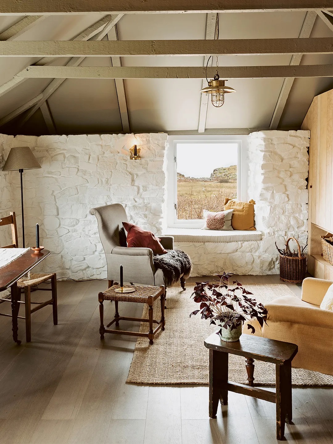 white stone wall in cottage