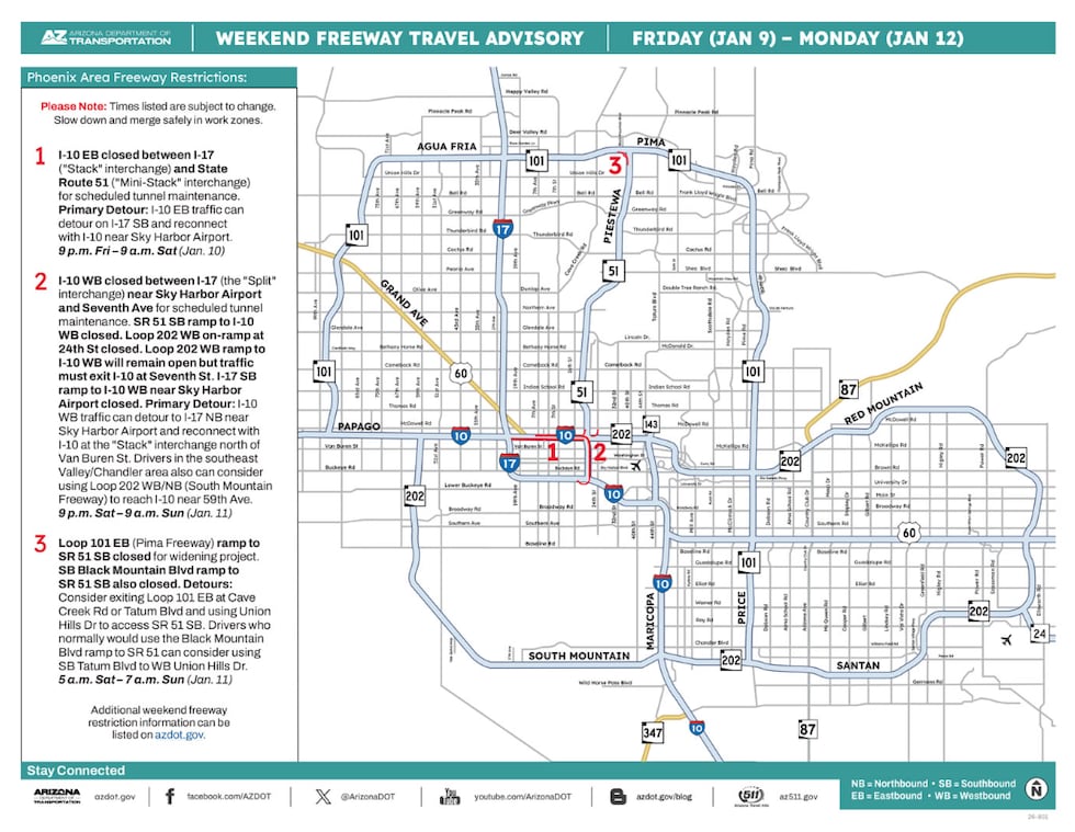 A limited number of closures are scheduled for freeway improvement projects in the Phoenix...