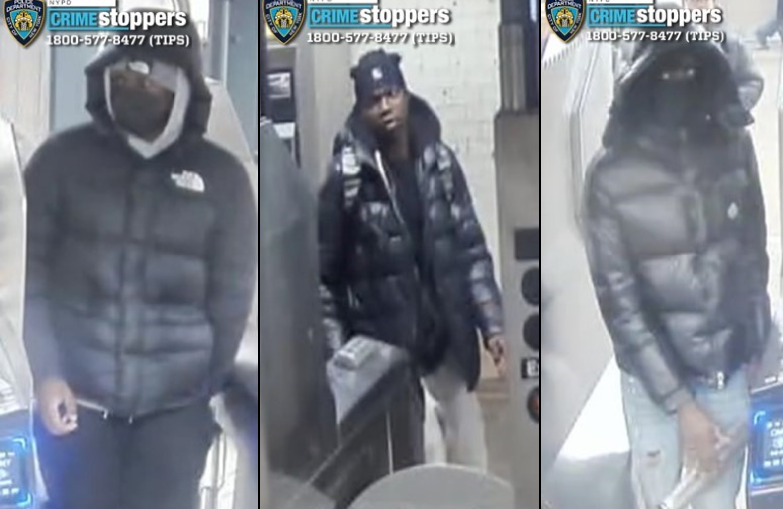 Police are searching for three suspects in a rash of muggings in Brooklyn and Manhattan