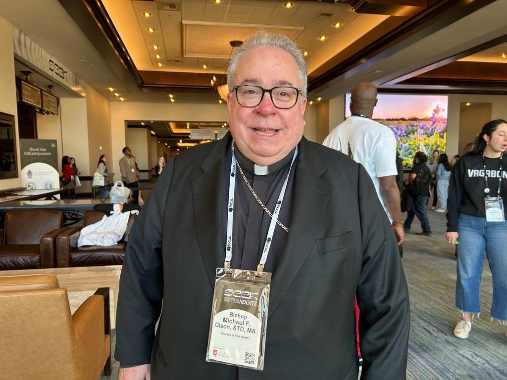 Bishop Michael Olson of Fort Worth, Texas, speaks to CNA during the SEEK 2026 conference on Jan. 2, 2026.