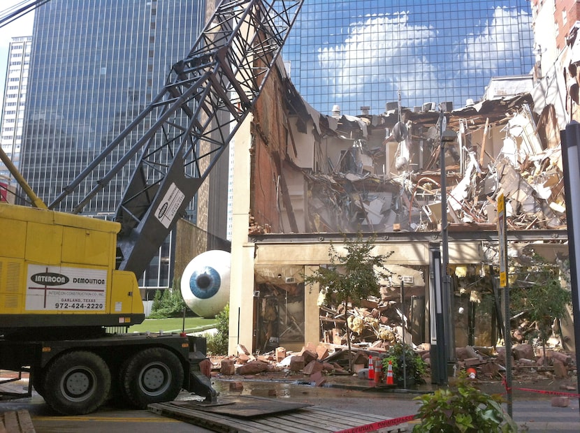 Historic buildings being demolished on Main Street in 2014.