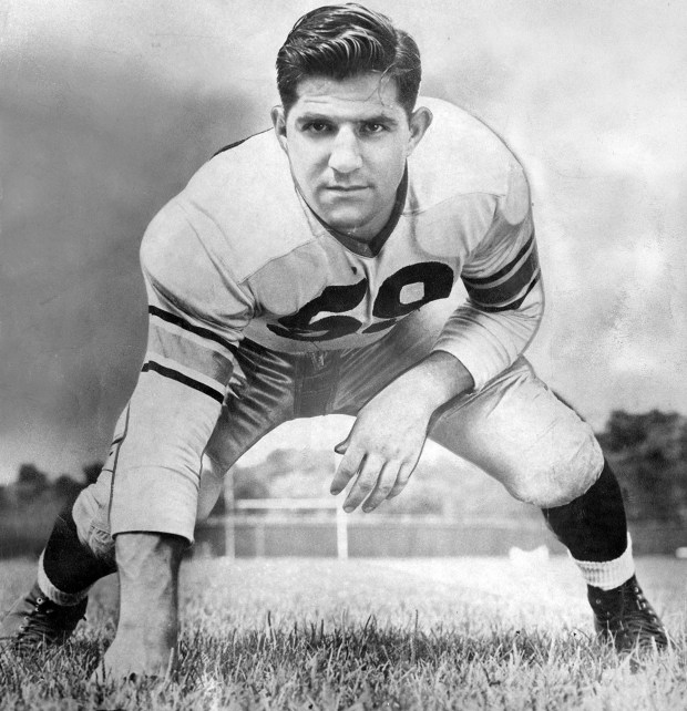 University of Illinois guard Alex Agase, who was named most valuable football player in the Western conference for 1946. He was awarded the 1946 Chicago Tribune Silver Football. (Chicago Tribune archive)