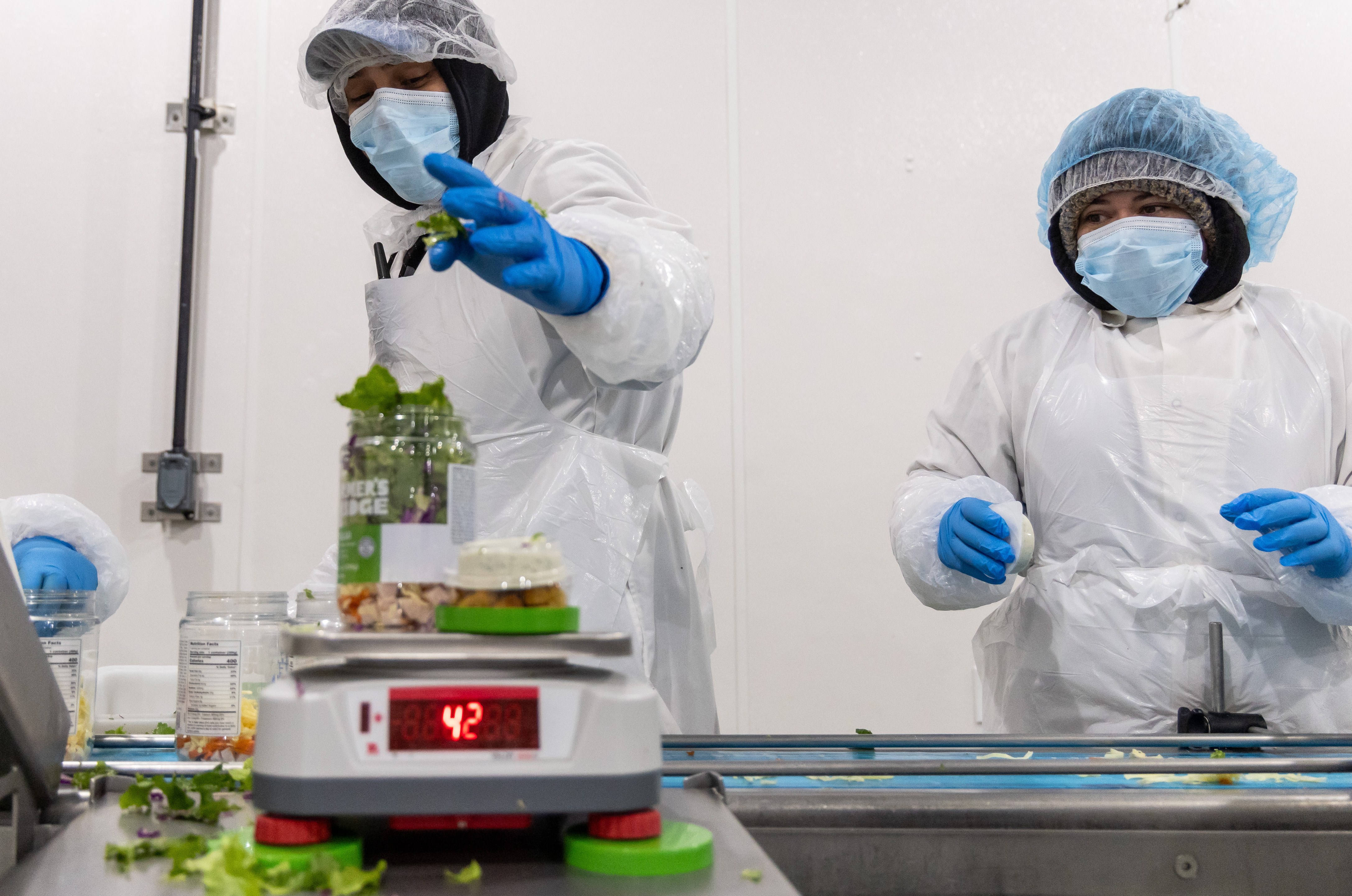 A chef salad is weighed on Nov. 20, 2025, at...