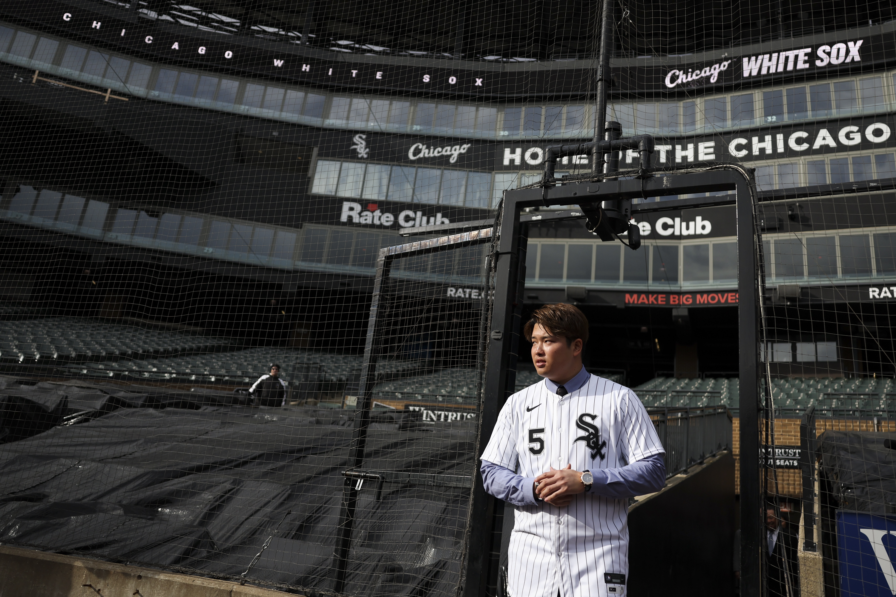 New Chicago White Sox player Munetaka Murakami walks onto the...