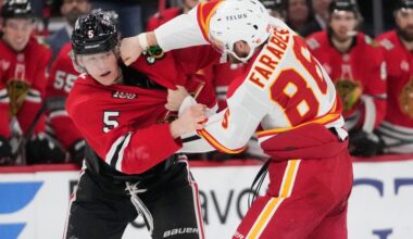 Chicago Blackhawks lose physical battle to Calgary Flames 3-1