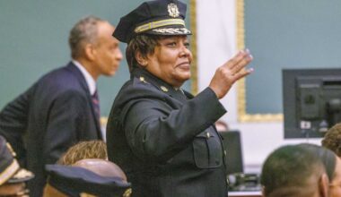 Philadelphia Sheriff Rochelle Bilal stands to be recognized in this March, 13, 2025, photo.