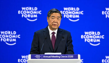 China's Vice-Premier He Lifeng delivers a speech during the World Economic Forum annual meeting in Davos, Switzerland, on Tuesday. Credit: Fabrice Coffrin/AFP via Getty Images