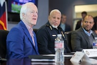 U.S. Sen. John Cornyn, R-Texas, discusses the security preparations for the upcoming 2026...