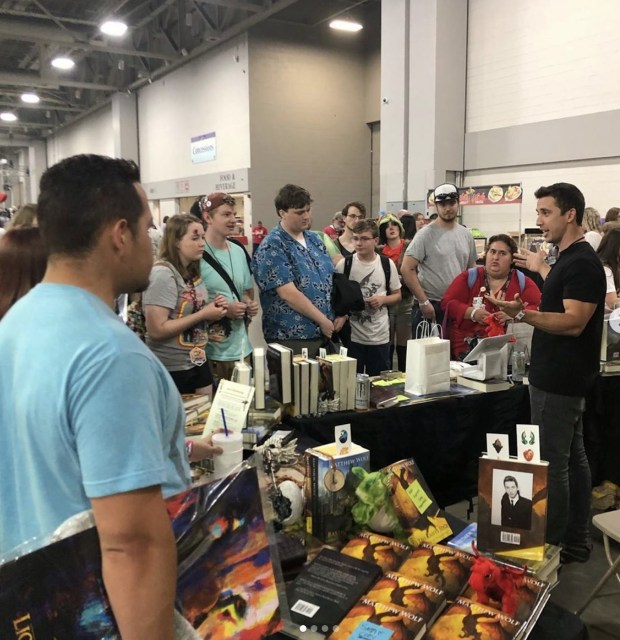 Author Matthew Wolf (right) at a book event.(Mercedes Martinez)