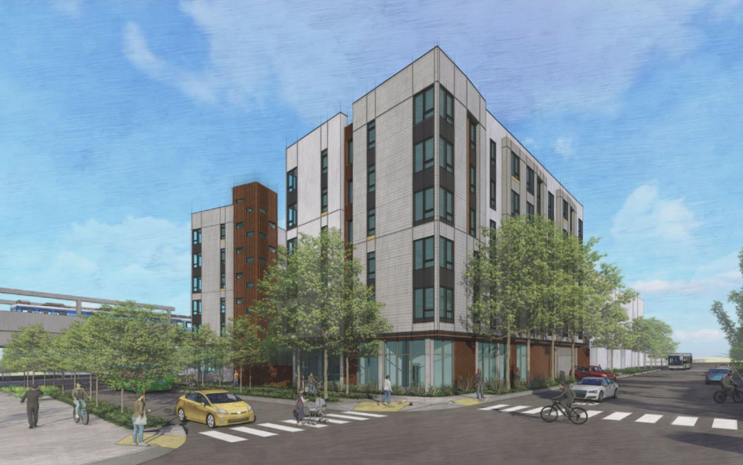 El Cerrito Plaza Parcel A South, rendering via BART Board of Directors project presentation