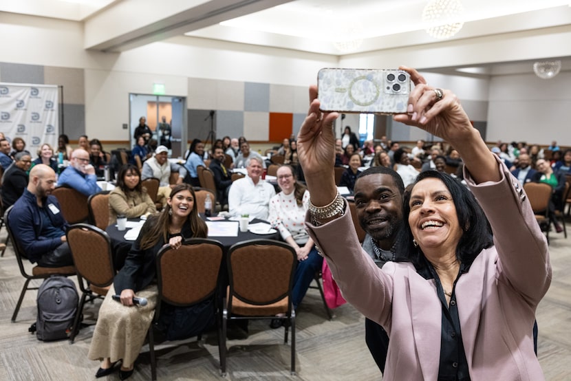 Assistant City Manager Liz Cedillo-Pereira and council member Zarin Gracey take a selfie...