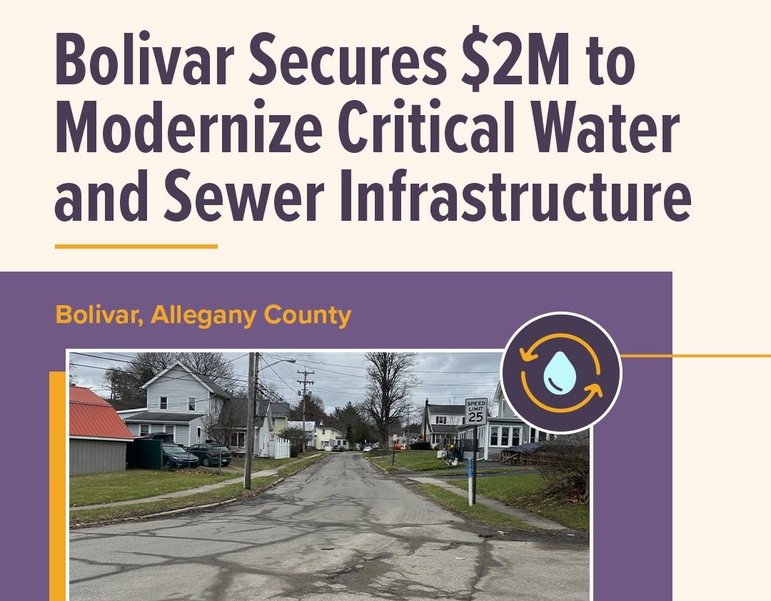 Bolivar NY awarded $2 million for water and sewer lines on Olive Street