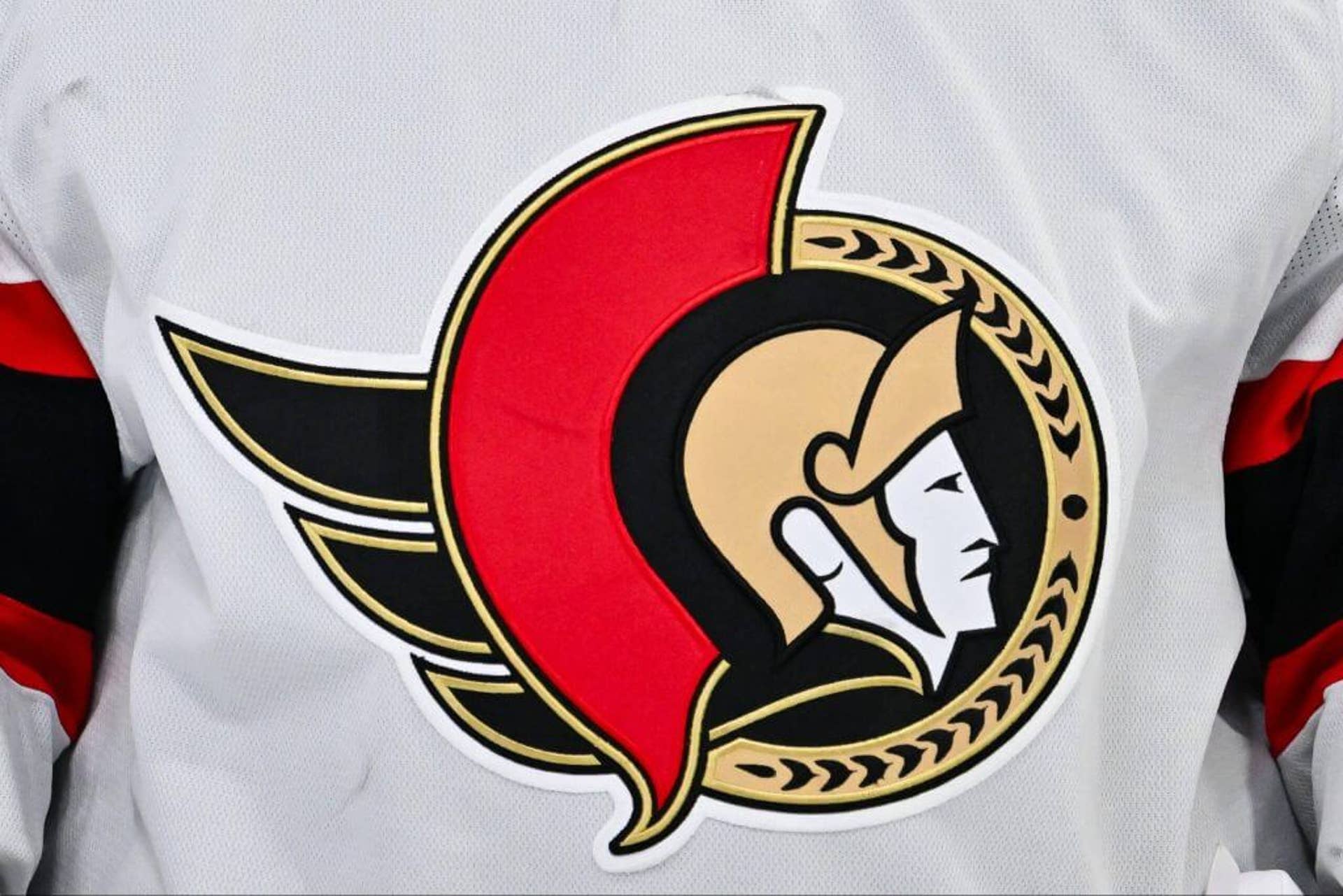The Ottawa Senators logo seen on a jersey.