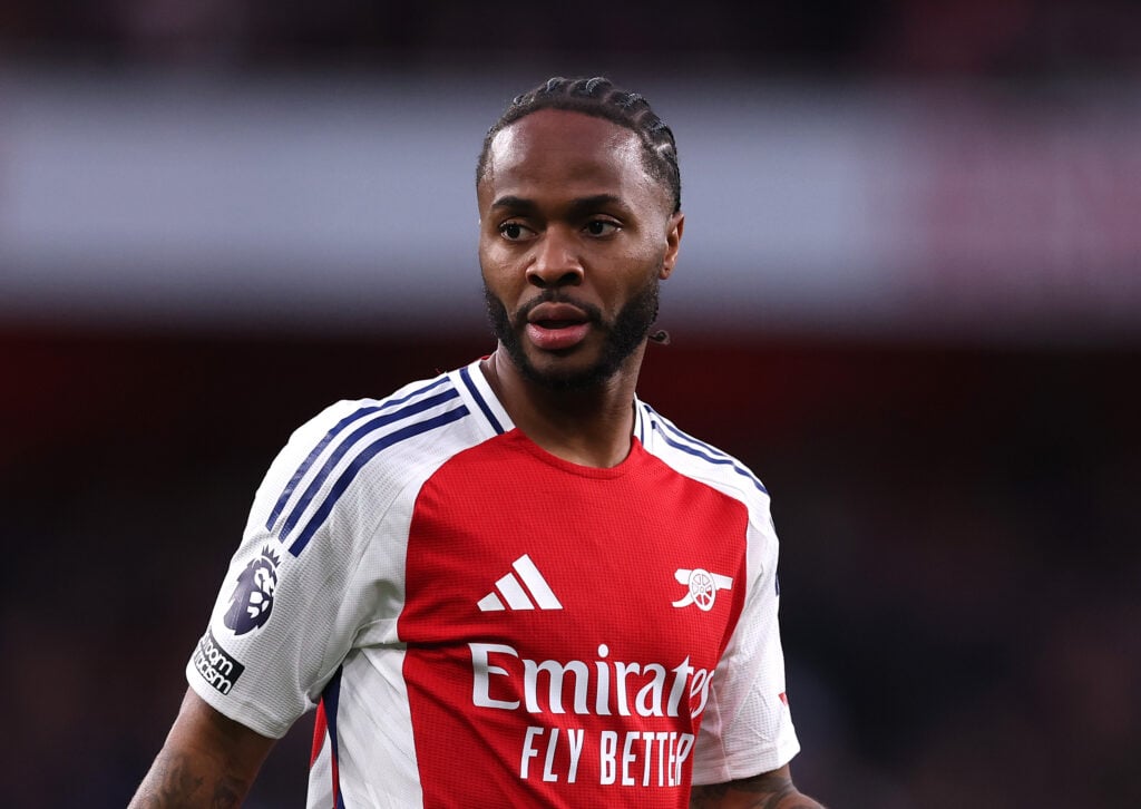 Raheem Sterling playing for Arsenal against Crystal Palace.