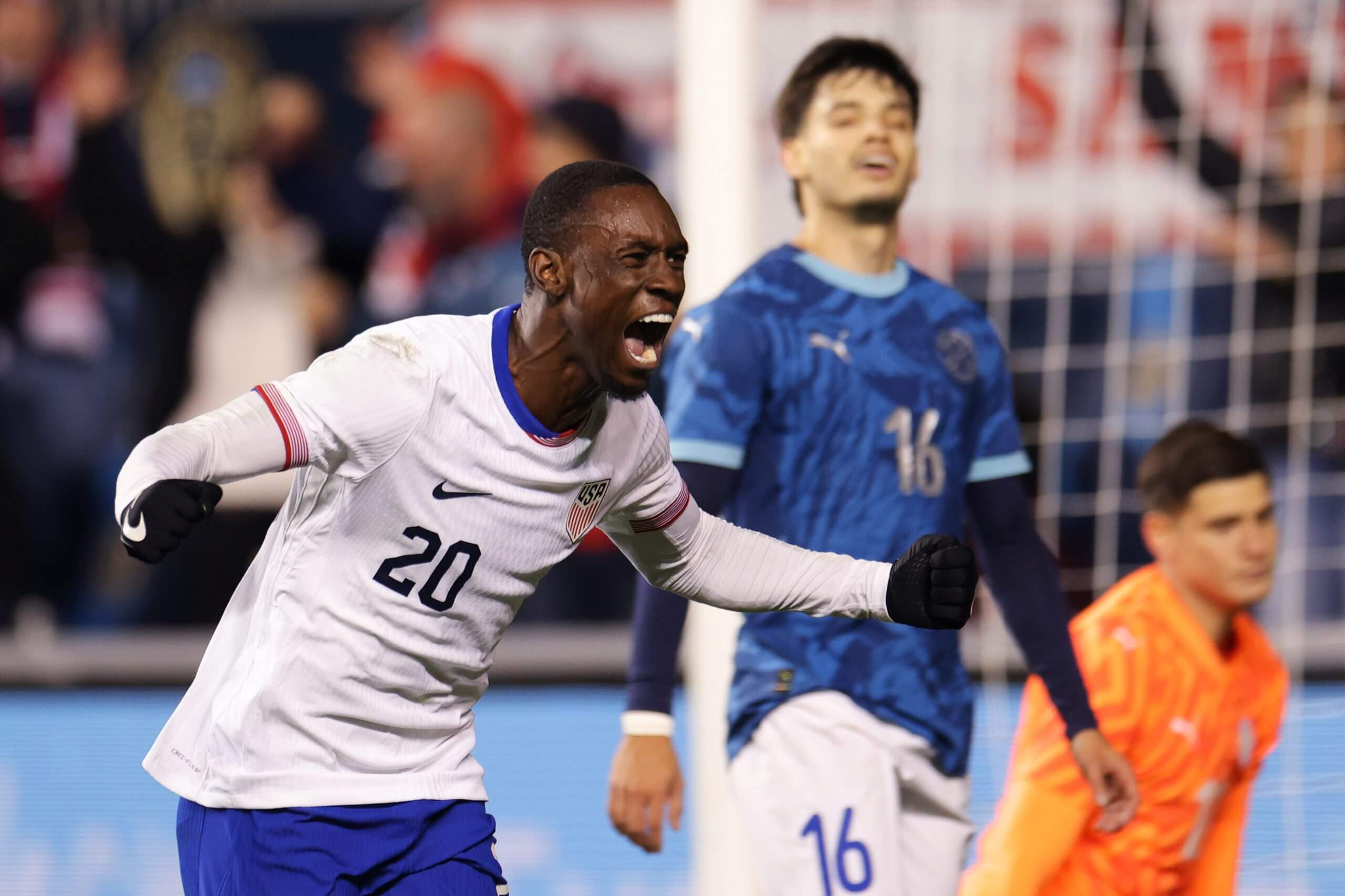 Folarin Balogun scores for the USA vs. Paraguay