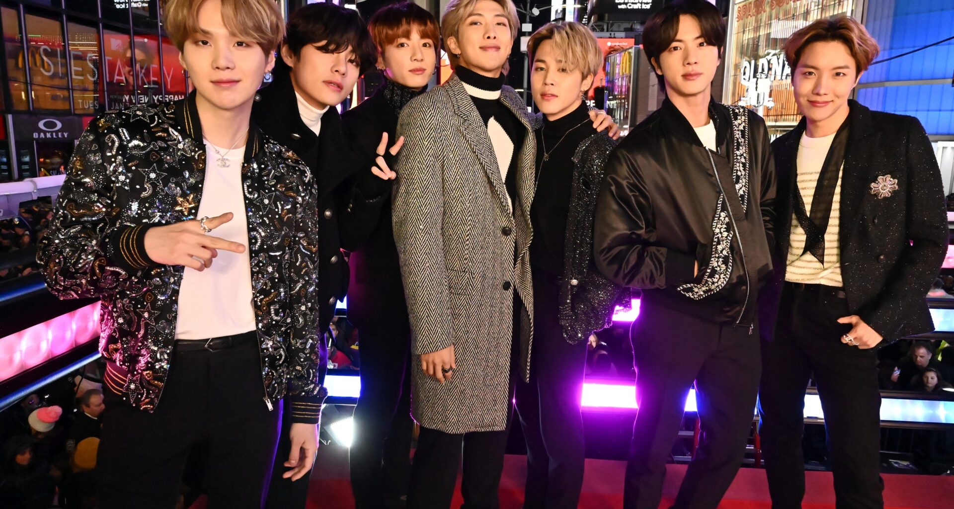 NEW YORK, NEW YORK - DECEMBER 31: BTS attend Dick Clark