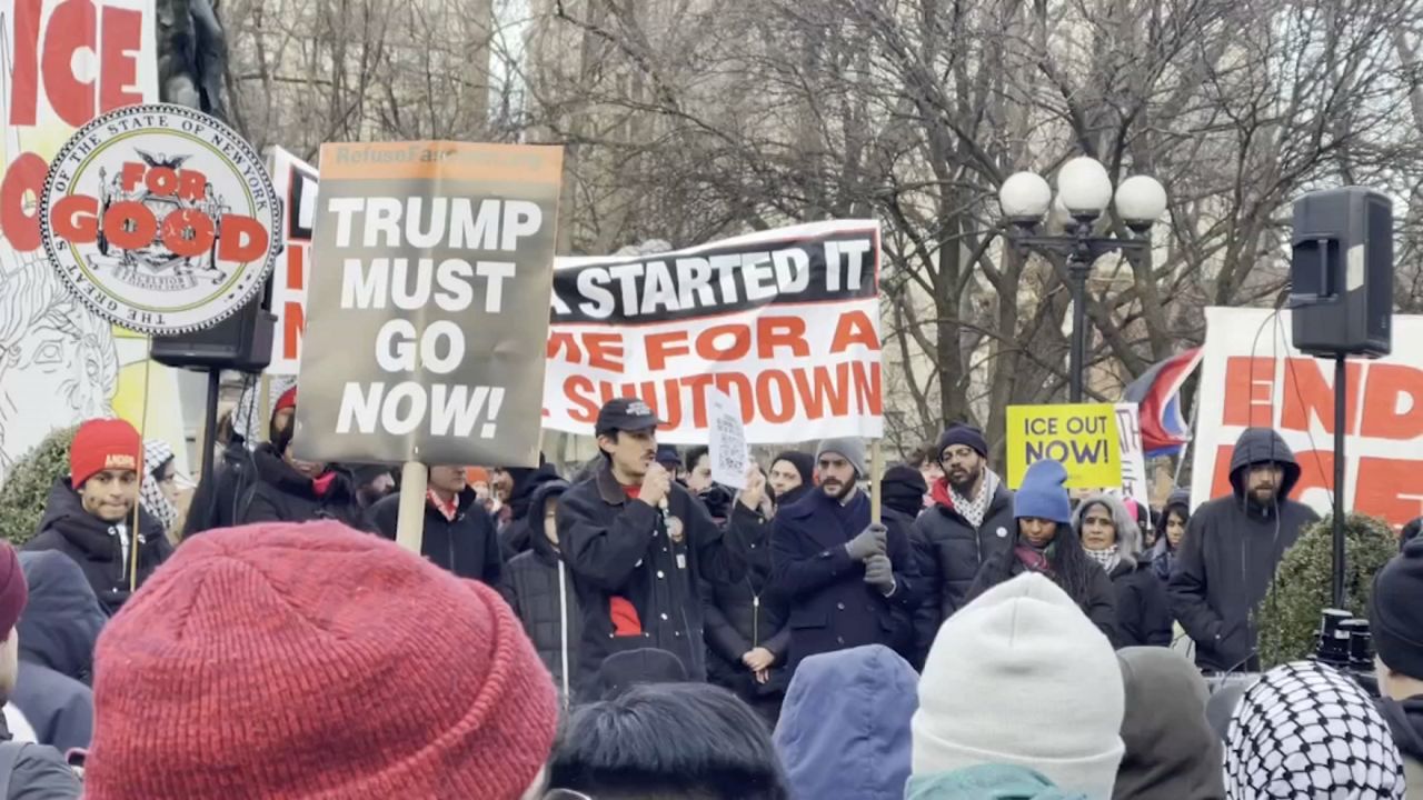 New Yorkers protested over the weekend against the fatal shooting. (Spectrum News NY1)