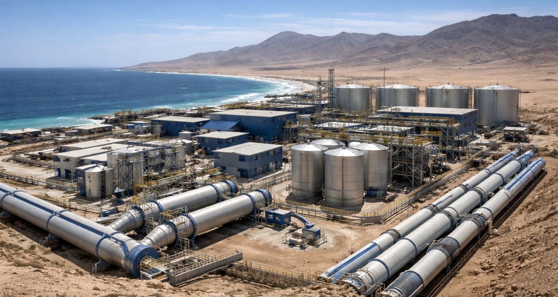 A power plant in the Atacama Desert transforms seawater into potable water per hour, guaranteeing a supply to Chilean cities in a region of extreme scarcity.