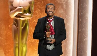 Wynn Thomas, winner of an honorary Academy Award, poses onstage Nov. 16 at the Ray Dolby Ballroom in Los Angeles. (AP Photo/Chris Pizzello)