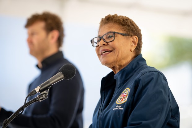 Los Angeles Mayor Karen Bass announced that the DWP has approved tap water to be used again in the Palisades area at press conference on Thursday, March 6, 2025. (Photo by David Crane, Los Angeles Daily News/SCNG)