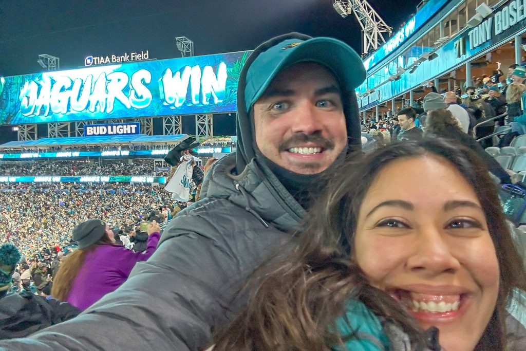 Antonio and Nicole Luciano at a Jaguars game.