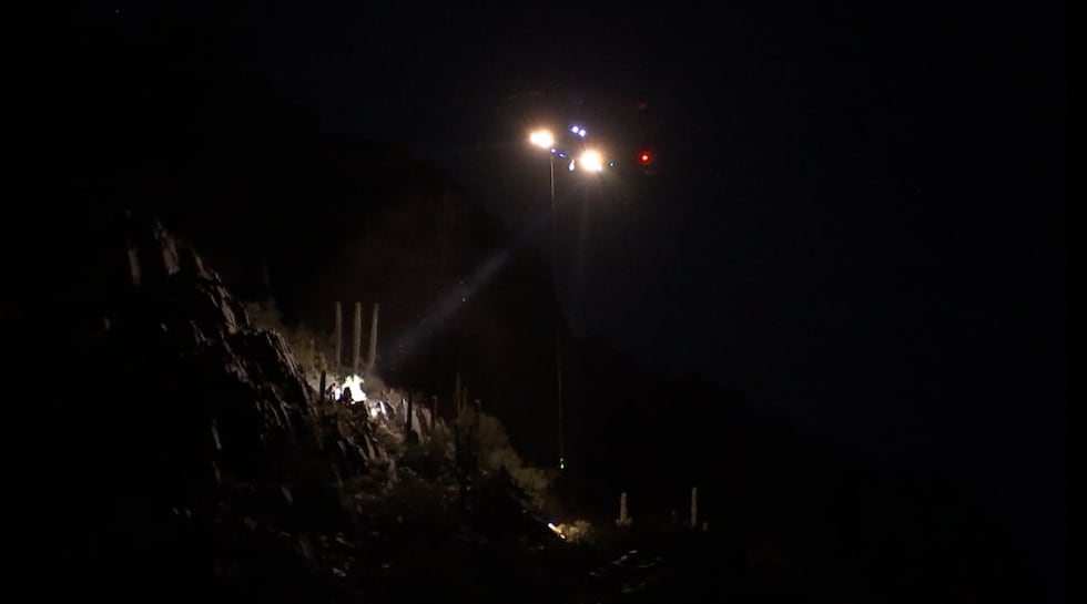 The Phoenix Firebird approaches Piestewa Peak during the rescue of two lost hikers on Jan. 16,...