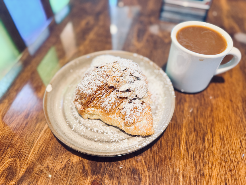 croissant and coffee from La Casita Bakeshop