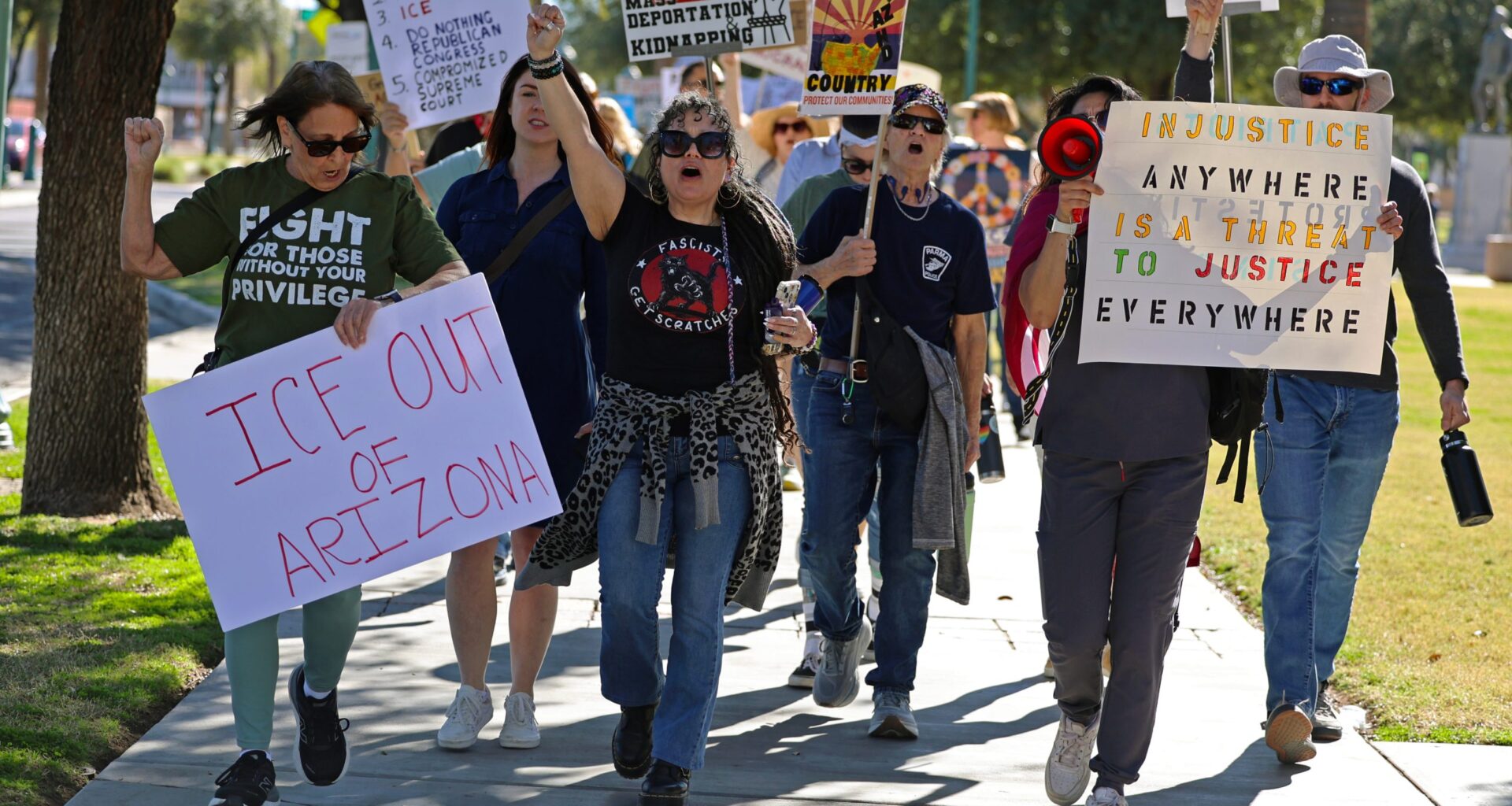Nationwide walkout over Trump brings hundreds to Arizona Capitol