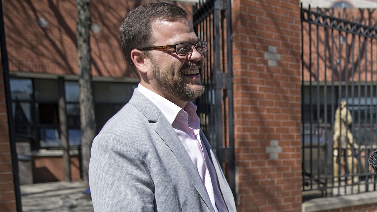 In this April 23, 2018 file photo, Luis Sepulveda campaigns in the Bronx borough of New York. (AP Photo/Mary Altaffer, File)