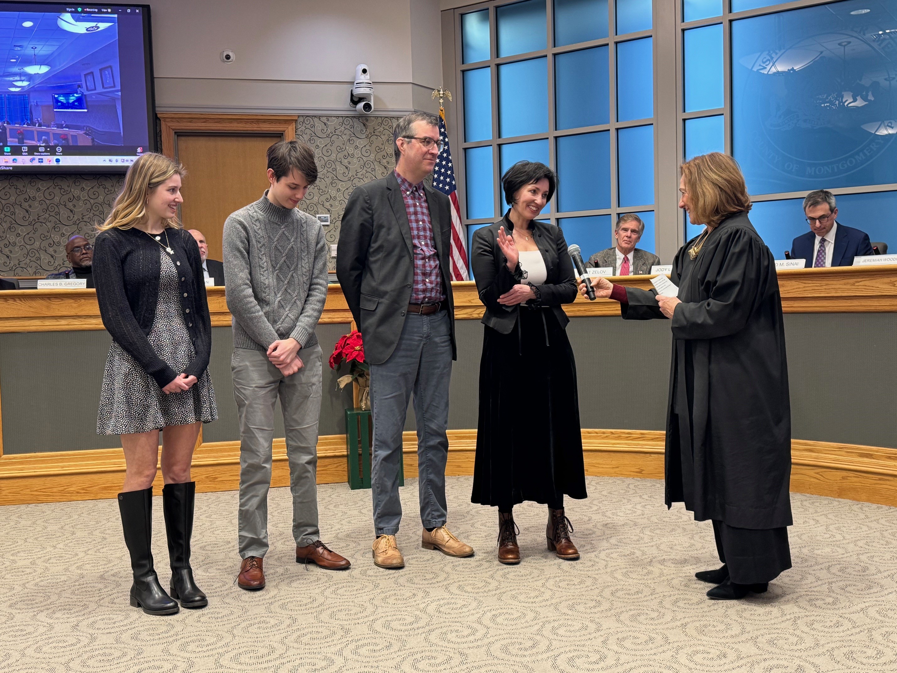 Jana Lunger being sworn in as Treasurer (Photo Lower Merion...