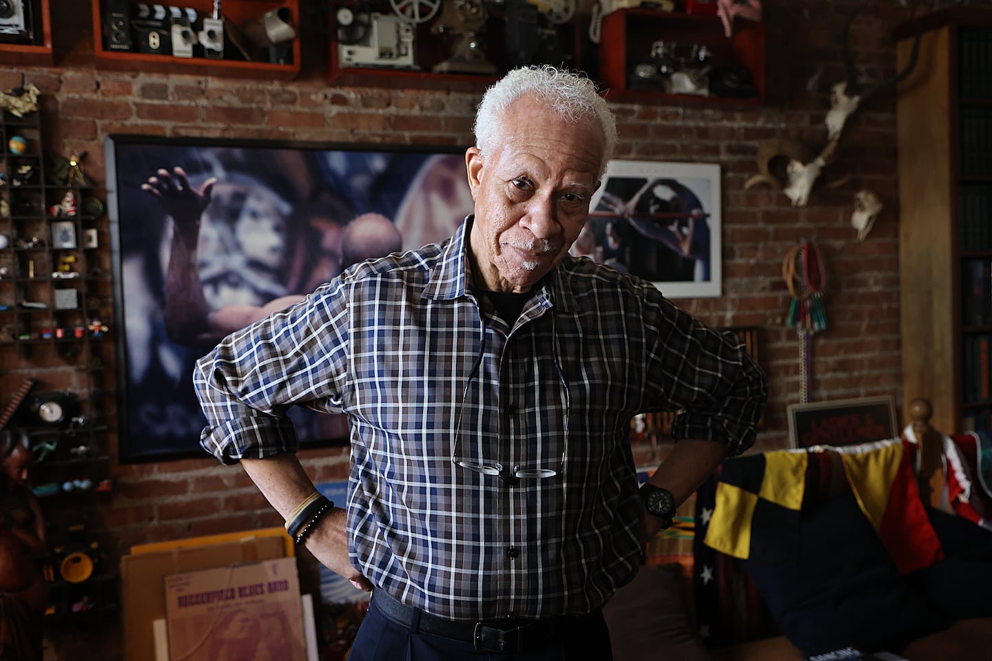 Jones stood in his home in East Boston. He was honored last year by Revolutionary Spaces with its Community Changemaker Award, recognizing his lifetime achievements as well as his work during the Bicentennial.